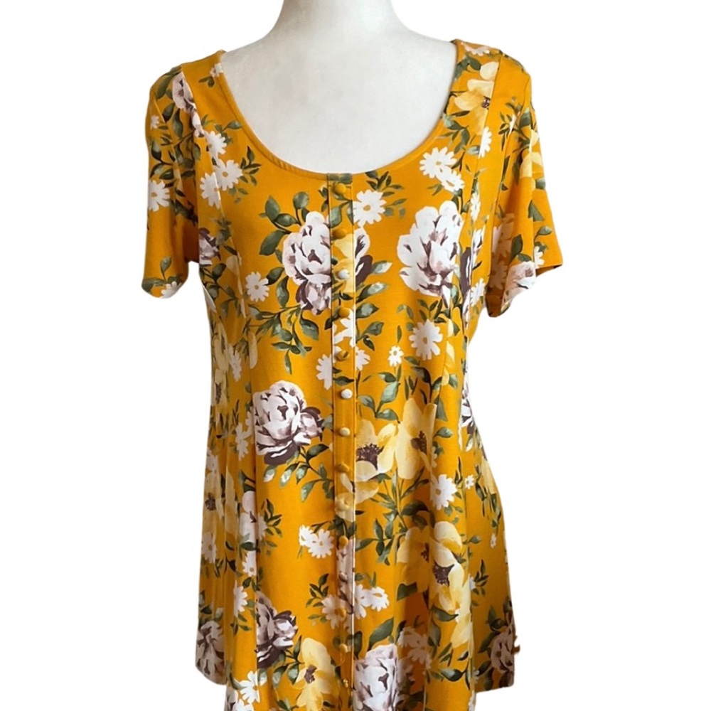 Torrid Super Soft Yellow Floral Fit N Flare Top 1X